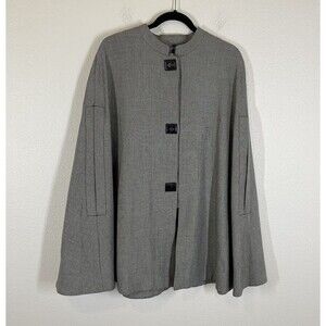 Mango MNG Suit Poncho Cape Hood Womens Medium Houndstooth Turn Lock Capsule